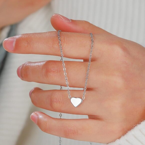Dainty Gold Heart Necklace for Women - 14K Gold/Silver Plated Cute Heart Handmad - Picture 5 of 7